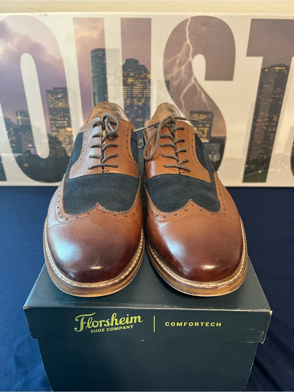 Stacy Adams Brown and Black Wingtip Derby Shoes